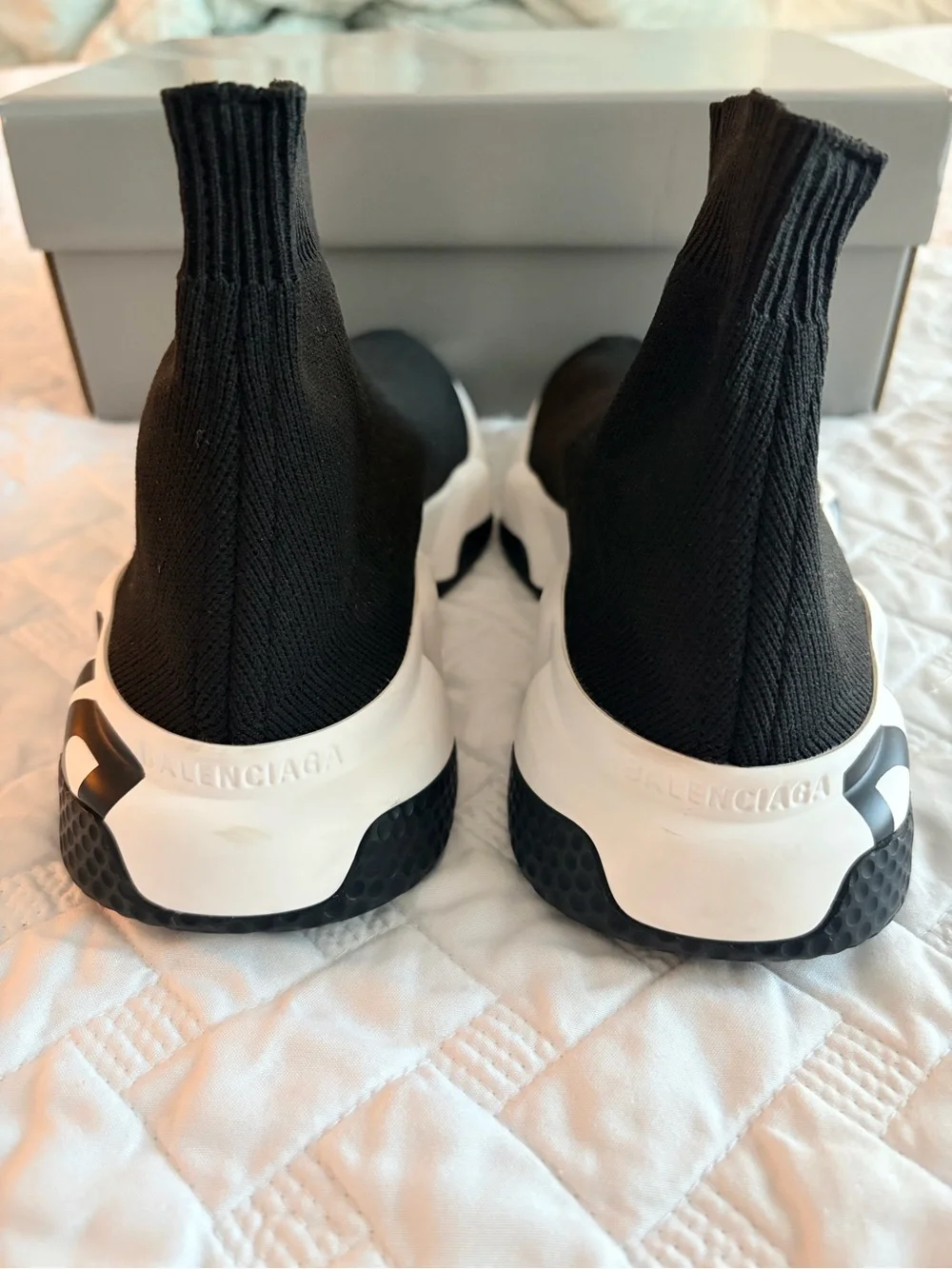 Balenciaga Speed Trainer Graffiti Sock Sneakers Black White EU 36 US 6